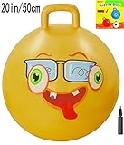 AppleRound Space Hopper Ball with Air Pump: 20in/50cm Diameter for Ages 7-9, Hop Ball, Kangaroo Bouncer, Hoppity Hop, Jumping Ball, Sit & Bounce