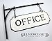 Silvercloud Trading Co. Rustic Hanging Double-Sided Office Embossed Black on White Enamel Metal Sign with Bracket - Business Wall Decor - Room Label - Wayfinding