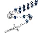 LOYALLOOK 10mm Blue Crystal Beads Catholic Rosary Necklace Crucifix Cross Pendant,30 Inch