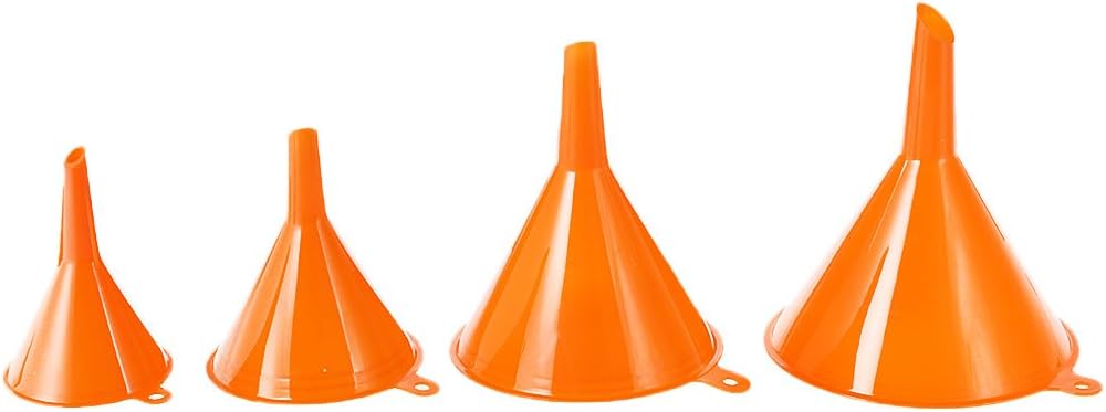 4Pcs Plastic Funnel Set for Car Oil Gas and Fluids Auto Home Kitchen Function