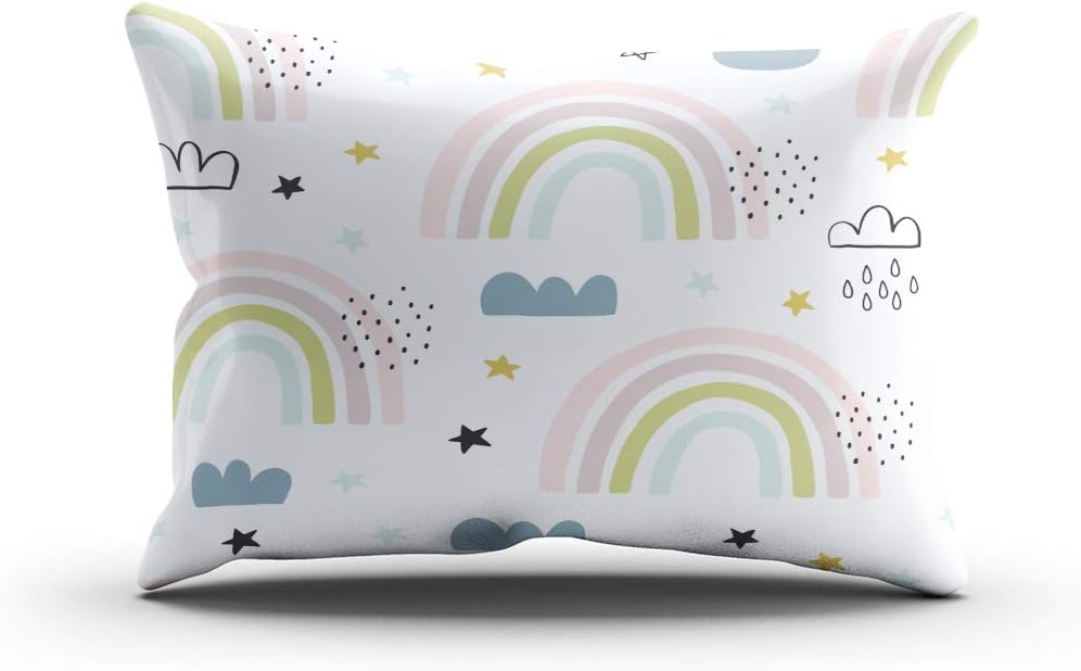 Sgvsdg Throw Pillow Cover Seamless Cute Pattern Kids Children Rainbow Rectangle Hidden Zipper Home Sofa Living Room Cushion Decorative Pillowcase 20 x 26 Inch