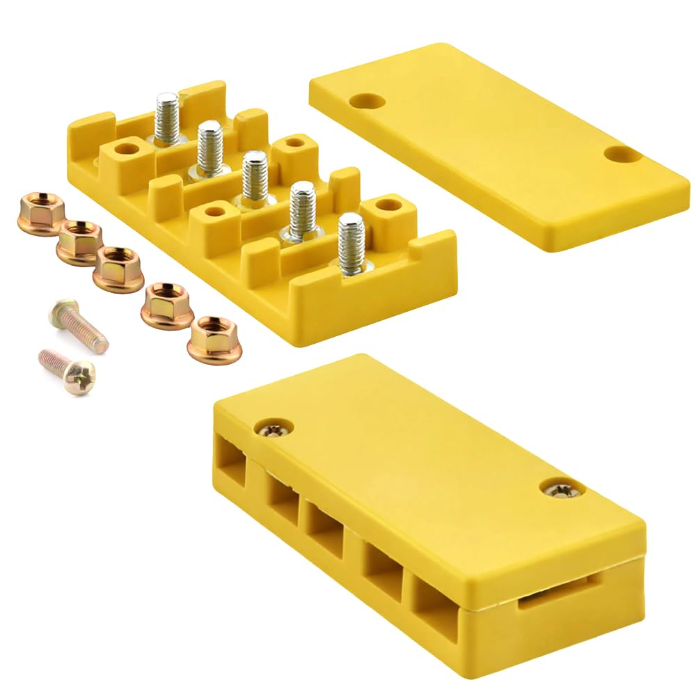 Photo 1 of TWZKXC 2 Pcs Electric Bike Connection Box, Insulation Phase Battery Wire Connector 5 Post Junction Box, for E Bike(Yellow)