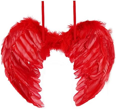 Halloween & Christmas Angel Feather Wings, Party Role Play Clothing accessories Adult Children (L, Red)