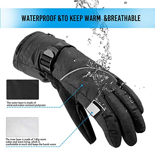MOVTOTOP Ski Gloves for Men & Women, Waterproof Touchscreen Ski Gloves, 3M Thinsulate Warm Winter Sn - //coolthings.us