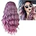 Cbwigs Ombre Sweet Pink Long Wavy Synthetic Lace Front Wig for Women Half Handmade Baby Pink Dark Roots Natural Wavy Fiber Hair Wig Heat Resistant 18 inch
