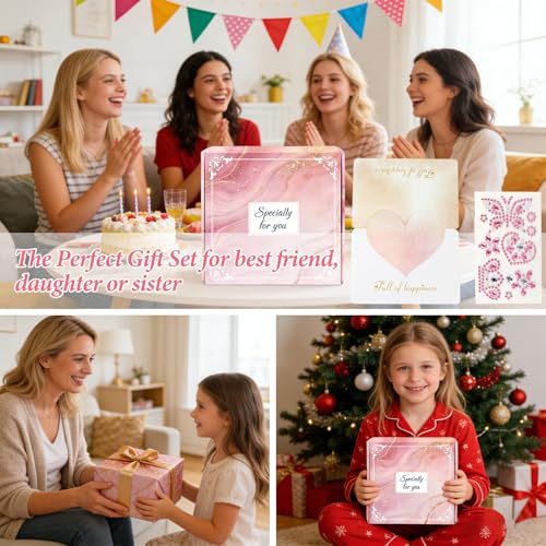 Gift for Girls 9 10 11 12 13 14 15 Birthday or Valentine's Day Includes Glass Cup with Lid and Straws, Make Up Brushes, Pencil Case, Socks, Bracelet, Headband