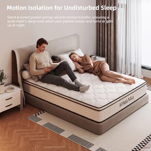 Himanba Full Mattress 12 Inch Memory Foam Hybrid Mattress in a Box, Individual Pocketed Spring for Motion Isolation & Pressure Relief, Breathable Cooling Fabric, Medium Firm, Edge Support, CertiPUR-US