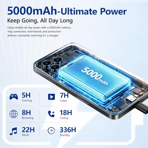 Blackview Wave 7C Mobile Phone for Android 16, 16GB + 64GB, Black | 6.56" Screen Smartphone Cheap, Battery 5000mAh Phone, Camera 32MP+13MP, 4G Dual SIM, 3 Slot, Face ID, IP54, 0.3cm Jack