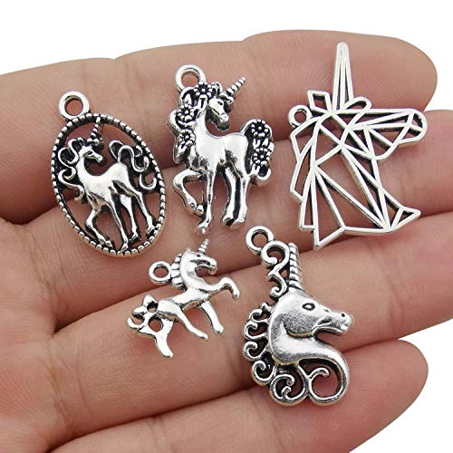 Youdiyla 50 Unicorn Charms, Horse Metal Charm Pendant Supplies Findings for Necklace Bracelet Jewelry Making HM314