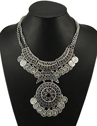 OVERMAL Women Bohemian Festival Jewelry Double Chain Coin Statement Necklace
