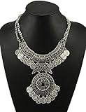 OVERMAL Women Bohemian Festival Jewelry Double Chain Coin Statement Necklace