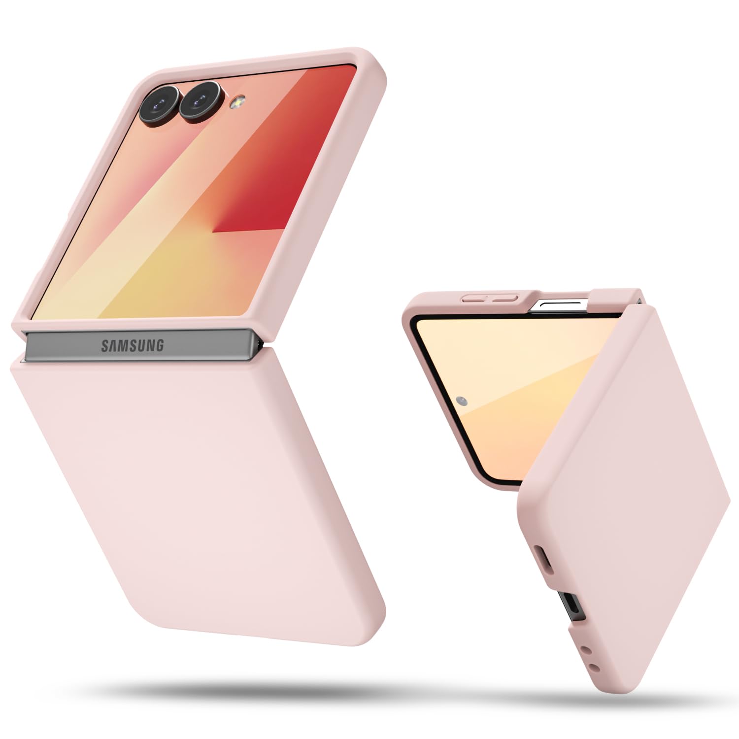 Photo 1 of oakxco for Samsung Galaxy Z Flip 7 Phone Case Liquid Silicone, Cute Thin Slim Grip Soft Rubber Gel for Women Men, Smooth Matte TPU Plain Solid Color Girly Simple Case with Camera Cover, Light Pink