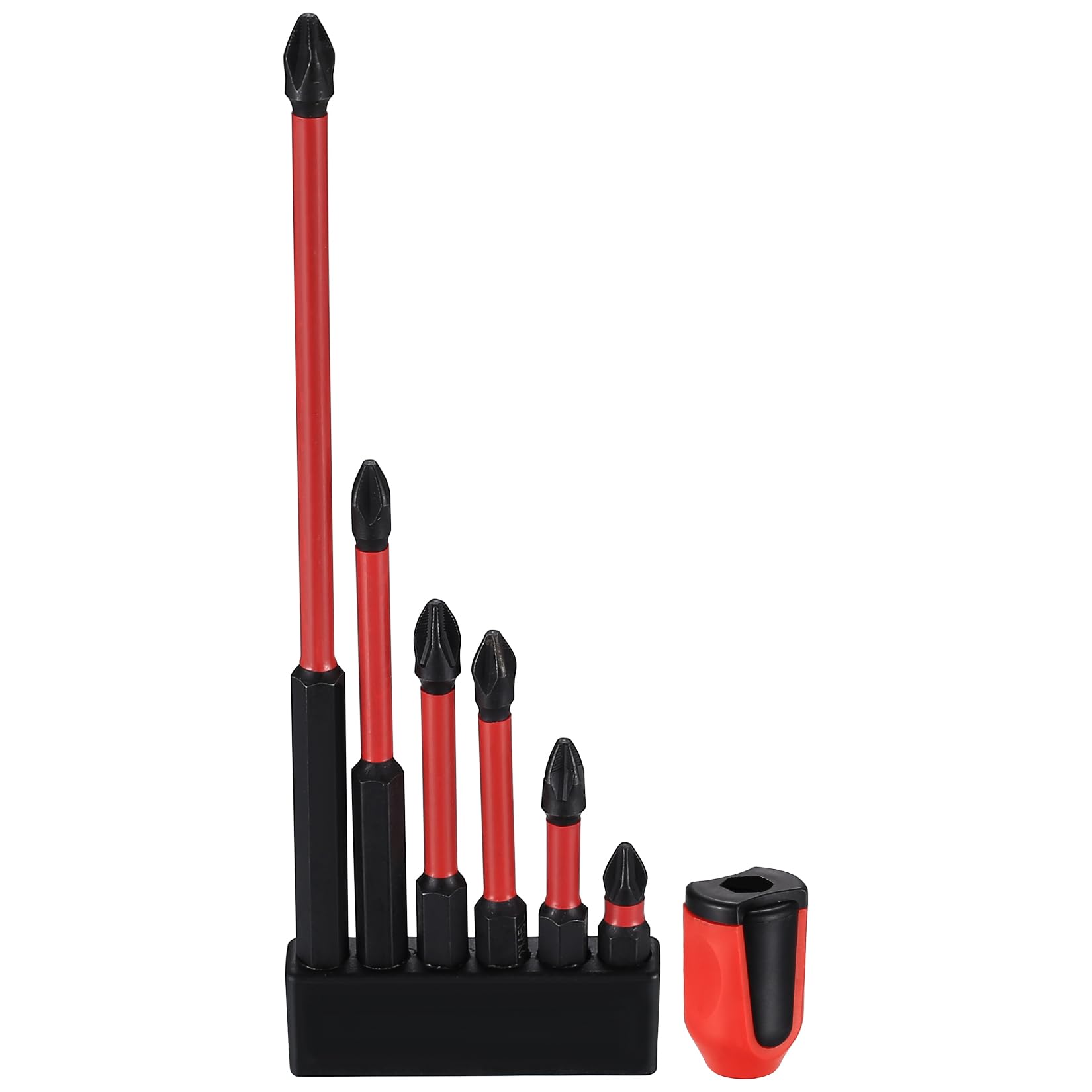 6 Pcs Magnetic Screwdriver Set, Phillips PH2 Anti-Slip and Shock-Proof Impact Driver Bits, 1/4 Hex Shank, Long Pozi-Drive Impact Bits