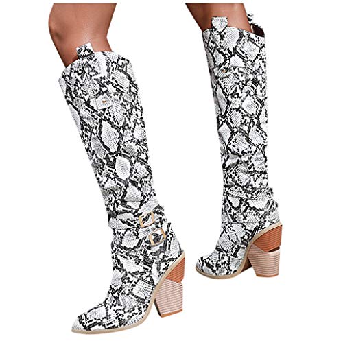 5156ihW3RRL Botas de Mujer con tacón Alto, Hebilla de Piel, Estampado de Serpiente, a la Moda, con Botas Elegantes Botas de Mujer con tacón Alto, Hebilla de Piel, Estampado de Serpiente, a la Moda, con Botas Elegantes - Imagen 4