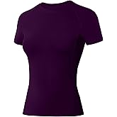 RIKUAOU Women's Compression Shirt Short Sleeve, Quick Dry Workout Tops Athletic T-Shirts Gym Yoga Running Sports Base Layer