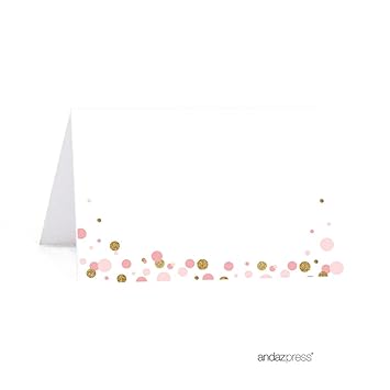 Andaz Press Blush Pink Gold Glitter Girl Baby Shower Party Collection Printable Table Tent Place Cards