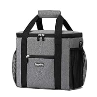 Bagmine 15 Can Cooler Bag Soft Sided, Collapsible Insulated Lunch Cooler Bag for Picnic Camping, Leak Proof, 15 Liter, Gray/Navy Blue/Beige