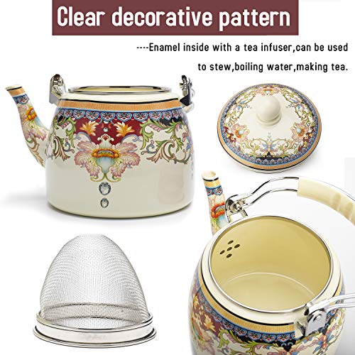 image for Alistar99 Enamel on Steel Teapot,Large Porcelain Enameled Teakettle,Ho
