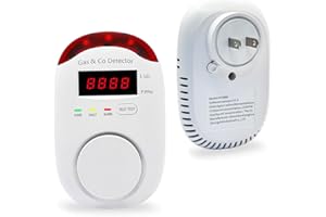 WESHLGD Combination Gas & Carbon Monoxide Detectors, Plug in Carbon Monoxide and Natural Gas Detector for Home, 2 in 1 CO Detector & Combustible Gas Detector with Light & Voice Warning(1 Pack)