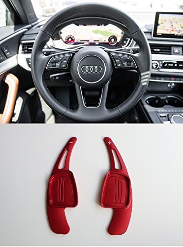 Pinalloy CNC Metal Red Alloy Steering Paddle Shifter Extension for Audi A3 A4L A5 Q7 TT TTS S4 Q2 S3 SQ 2016-2017