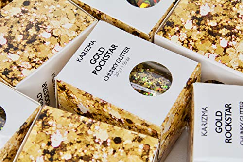 Gold Rockstar Chunky Glitter ✮Large 30g Jar KARIZMA BEAUTY ✮ Festival Glitter Cosmetic Face Body Hair Nails