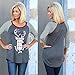 FAPIZI ♥ Women Blouse ♥ Women ELK Print Striped Splice Round Neck Christmas Casual Blouse Tops T Shirt (XL, Gray)