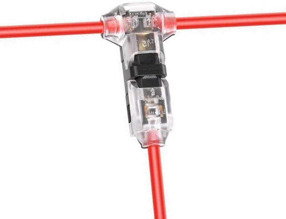 Low Voltage Wire connectors - Pack of 20 Quick Solderless T Tap Connector 1 Pin,Rock Solid Connector for 18/22 AWG Cable for Vehicle/audio/video/Lighting and Automotive Uses.