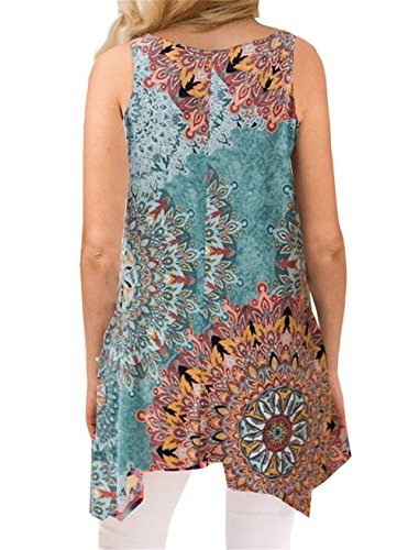Luranee Flowy Tank Tops for Women, Feminine Knit Tunics Nice Shirts Handkerchief Hem Clothing Vivid Strong Durable Decent Simple Unique Soft Office Blouses Green Flowers L