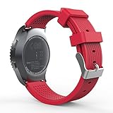 Gear S2 Classic / Gear Sport Watch Band, MoKo Soft Silicone Watch Strap for Samsung Gear S2 Classic SM-R732/R735/Moto 360 2nd(Men's 42mm 2015)/Ticwatch 2/Gear Sport SM-R600 Smartwatch, RED