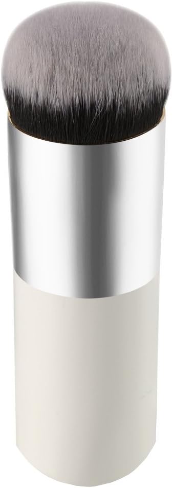 AMarkUp 1 Pcs Round Head Chubby Face Foundation Brushes for Powder BB Cream Makeup Cosmetic Tool (White Silver)