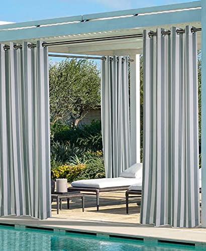 Outdoor décor Coastal Stripe Grommet Curtain Panel Window Dressing 50 x 96 in Alloy Grey at Amazon
