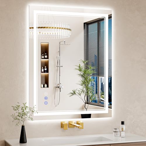 WISSMIELS 30"x38" LED Bathroom Mirror Lights Anti-fog