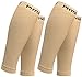 2 PAIRS Calf Compression Sleeve for Men & Women, Best Footless Socks for Shin Splints & Leg Cramps, Calves Circulation Remedy, Support Stockings, Running, Basketball Lycra Tights - ALL BEIGE L/XL