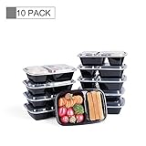 Glotoch Bento Box, 32 Ounce Wholesale 2 Compartment Plastic Food Storage Containers for Meal Prep-Microwave, Freezer & Dishwasher Safe - Eco Friendly Oven Safe Food Container, Pack of 10
