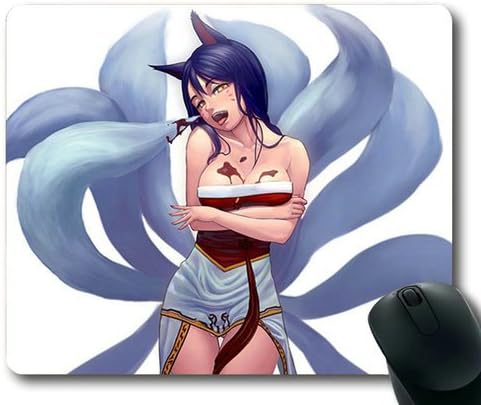 Popular Custom Designed Gaming Mouse Pad With League Of Legends Ahri Non-Slip Neoprene Rubber Standard Size 9 Inch(220mm) X 7 Inch(180mm) X 1/8(3mm) Mousepad