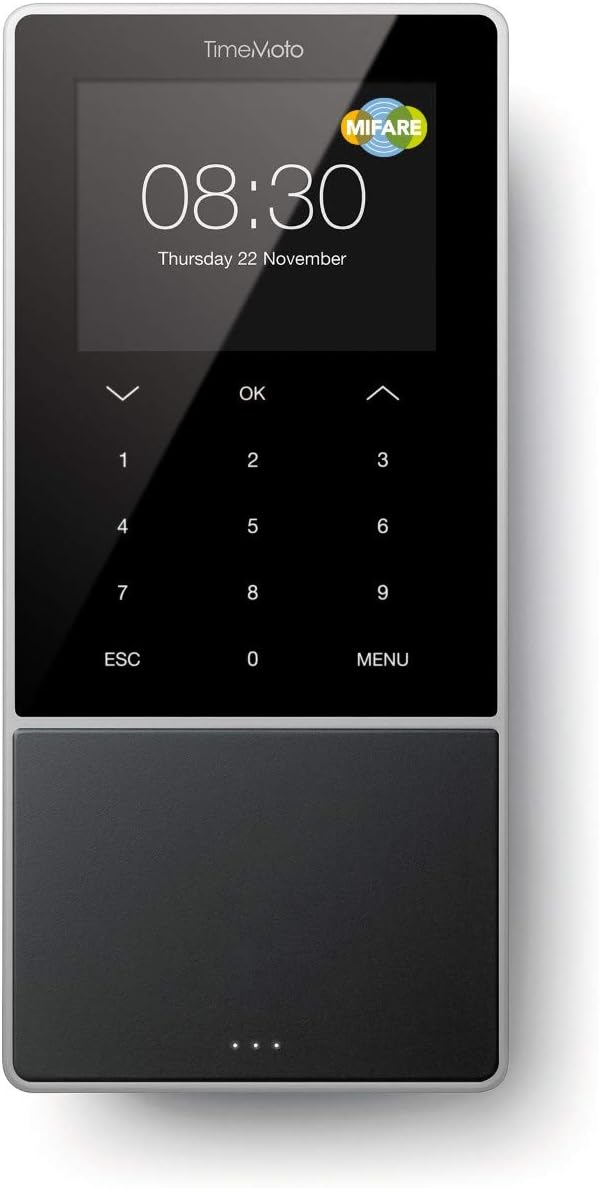 TimeMoto TM-818 SC Cloud-Based Employee Time Clock, works With Contactless Smart Access Cards, RFID Badge/Keyfob, PIN