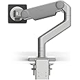 Humanscale M8.1 Adjustable Monitor Arm with Two Piece Clamp Mount and Base - Silver M81CMSBTB