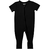 GUISBY Rayon Made from Bamboo Baby Pajamas, Summer Short Sleeve Footless Rompers, 2 Way Zipper Sleeper