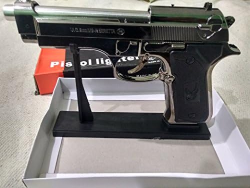 WBD Achaltraders Antique Red Flame Heavy Weight Refillable Revolver Gun Shape Cigarette Gas Lighter with Stand