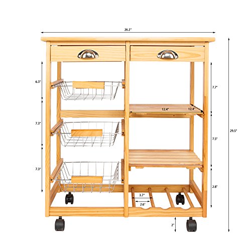 image for Byya Rolling Utility Cart Cocktail Cart Microwave Stand Storage Rack w