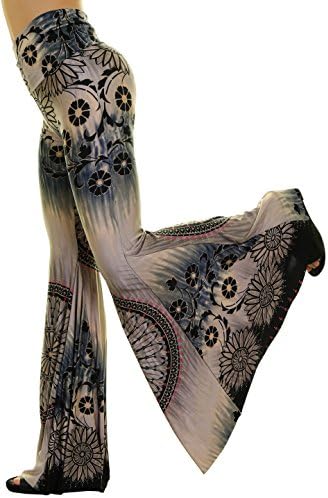 Uptown Apparel Bell Style Leg Palazzo Pants, Good for Tall, Curvy Women - Ships from U.S.A (L, Gray)