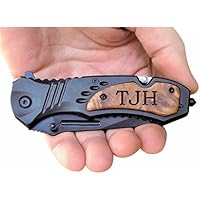 TAC-FORCE TF606WS Engraved Pocket Knife - Perfect Personalized Gift for Him For Christmas- Tactical Pocket Knife with Clip For Fathers Day, Groomsmen Gifts & Anniversary Gifts for Men, Black