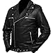 CHICAGO-FASHIONS Mens Negan Jacket - Walking S7 Jeffrey Dean Morgan Black Biker Leather Jacket -Motorcycle Faux Outerwear, Large