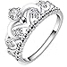 BOHG Jewelry Womens Fashion Silver-Plate Cubic Zirconia CZ Cute Princess Crown Tiara Ring Wedding Band Size 10