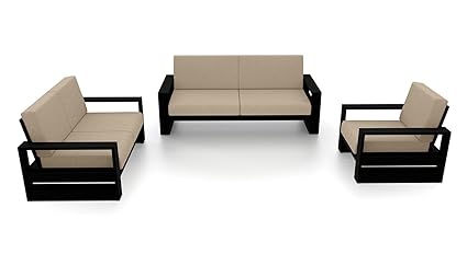 Urban Ladder Parsons Six Seater Sofa Set 3-2-1 (Matte Finish, Macadamia Brown)