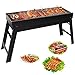 Ledeak Barbecue Charcoal Grill, Portable Folding Lightweight BBQ Grill, Stainless Steel Smoker Grill with Remove Net, Easy to Assemble and Clean, Perfect for Outdoor Camping Picnics Cooking Hiking