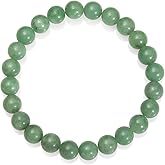 Belacqua Natural Green Jade Good Fortune Stretch Bracelet for Women, 8mm Round Gemstones, Length - 6.5-8.5 Inches | Jewelry for Her | Gift Box Included
