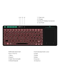 Rii K18 3 LED Color teclado inalámbrico con Build in Gran tamaño Touchpad (ratón,