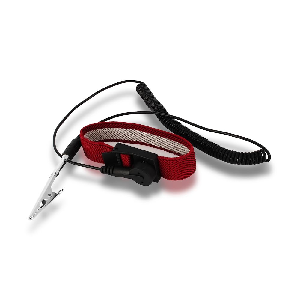 Anti Static Wrist Straps, Grounding ESD Antistatic Wristband Reusable Adjustable Antishock Cord Solution Discharge Prevents Build Up Of Electricity Wire Alligator Clip for Electrician Repairs