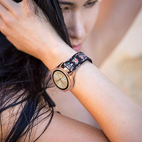 VIGOSS Flower Cow Band Compatible Galaxy Watch 42mm Bands Active 40mm Band Women 20mm Width Silicone Skull Strap Replacement Wristband for Samsung Galaxy Watch 42mm SM-R810 Smartwatch